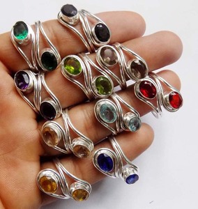 Handmade <b>Sterling</b> <b>Silver</b> Natural Daube Gems <b>Ring</b> 10X12mm Mix Shape Bezel Setting For Fashion Jewelry <b>Set</b> With Anniversary Gift - Product Image 2