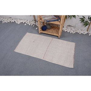 Tapis Patchwork en Laine Beige Classique Moderne 2 X 3.8ft Rectangle Fait Main pour Chambre Salon ou Couloir Dos en Latex - Product Image 2