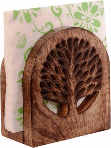 Porte-serviettes en bois Tree of Life Collection, porte-serviettes de bar pour tables, porte-mouchoirs pour vaisselle, distributeur de serviettes de ferme - Product Image 4