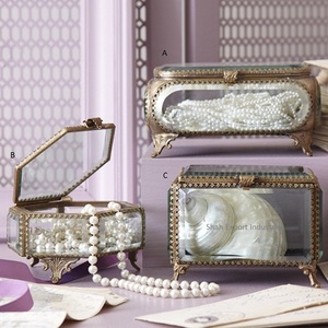 Cái Nhìn Kỳ Diệu Brass & Glass Lưu Trữ Hộp Bàn Trang Trí Hiển Thị Trường Hợp Đối Với Trang Điểm Vòng Bông Tai Hộp Đồ Trang Sức - Product Image 6