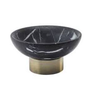 Tazón redondo de mármol blanco con diseño elegante, base metálica chapada en oro, mesa para bodas y fiestas, centro de mesa, cuenco para servir comida - Product Image 3