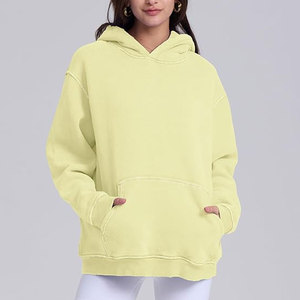Sweatshirts à capuche surdimensionnés à épaules tombantes de couleur unie rouge délavé à l'acide de haute qualité personnalisés à la mode pour hommes - Product Image 5