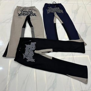 Pantalons évasés en molleton polyester/coton de haute qualité sur mesure en gros, style streetwear pour hommes, broderie, taille élastique, séchage rapide - Product Image 1