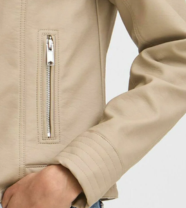 แจ็กเก็ตหนังแกะแท้ซิปเต็มสำหรับผู้หญิงเสื้อแจ็คเก็ตแฟชั่นหนังแกะแท้ - Product Image 3