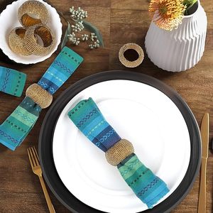 Rond de serviette élégant en perles de verre Design exclusif pour les fêtes de mariage Décoration de table pour la saison du printemps en bois Papier Plastique - Product Image 2