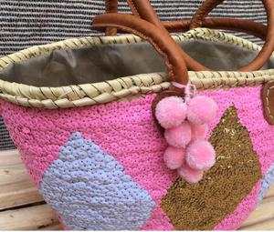Sac de marché en paille marocaine dorée de qualité supérieure - Product Image 1