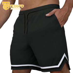 Pantalones cortos atléticos para correr de alta calidad para hombres y mujeres, pantalones cortos transpirables de secado rápido, bolsillos con cremallera a rayas, teñidos lisos - Product Image 2