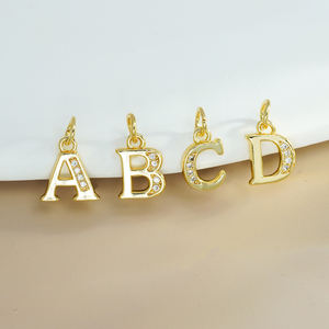 Minimalista 26 alfabeto encantos circonita cúbica cobre Metal chapado en oro inicial 18K letra collar colgantes para la fabricación de joyas Diy - Product Image 3