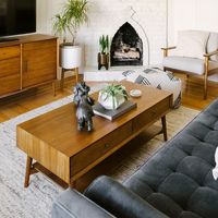 Table basse de style mid-century, cadre en bois, design moderne exclusif, style scandinave, meubles pour la maison, l'hôtel, le bureau, le salon