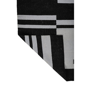 พรมขนสัตว์ทอแบบเรียบ Indusbar Dwrm-180 ลายเรขาคณิตและนามธรรม รูปทรงสี่เหลี่ยมผืนผ้าและลายทาง สำหรับปูพื้นบ้าน สีดำและสีเทา - Product Image 5