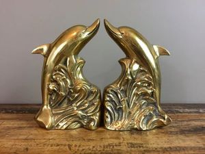 Dolphin Shape Bookends Decorative Metal <b>Book</b> Ends Handcrafted <b>Book</b> Holder <b>For</b> Office Home Library <b>Shelf</b> Desk <b>Decor</b> - Product Image 4