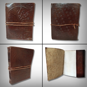 <b>A3</b> Handmade Genuine Leather Journal with Tree of Life Embossing Printed Unlined Pages 120 Sheets Writing & Sketching <b>Notebook</b> - Product Image 2