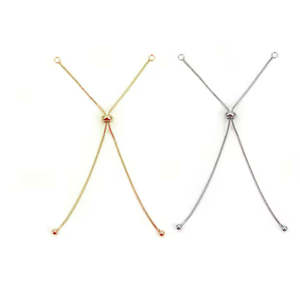 92.5 Sterling Silver Adjustable Snake Chain Slider Clasp Bolo <b>Bracelet</b> Making Base-Oval Pattern Packed in Bag (4-8 Inch) - Product Image 2