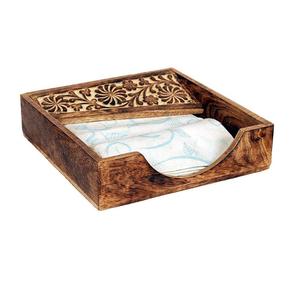 Mallette de rangement en bois pour cuisine et table Boîte de support Porte-serviettes Organisateur de boîte à mouchoirs avec couvercles en bois - Product Image 4