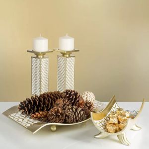 Creative Scents Schonwerk Decorative Candle Holder Set of 2 Wedding Decorative <b>Pillar</b> Holder Luxury Candle Stsnd Table Decor - Product Image 3
