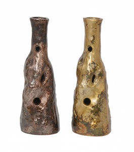 Vase en aluminium texturé artisanal biologique, sculpture abstraite, vase à bourgeons, décoration de table de salon contemporaine, art de luxe, floral - Product Image 1