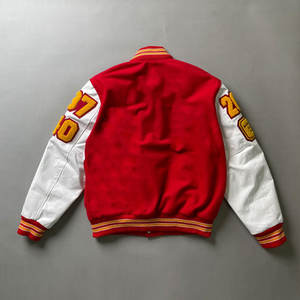 Veste universitaire personnalisée pour homme, veste de baseball d'hiver, bomber, manches en cuir, logo brodé, streetwear du lycée. - Product Image 6