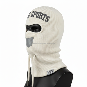 Pasamontañas de Moda para Mujer, de Alta Calidad, en Acrílico y Algodón, Tejido de Punto Acanalado, Cálido y Acogedor, Color Neutro, con Logotipo Personalizado - Product Image 4