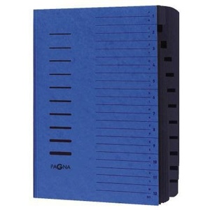 PAGNA DIN <b>A4</b> Blue Color File <b>Folder</b> 240g/m Pressed Chipboard with 12 Black Compartments 240g/m Pressed Chipboard - Product Image 1