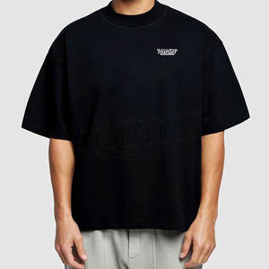 100% algodón de gran tamaño Crop Boxy camiseta de los hombres Drop Shoulder Streetwear lujo de alta calidad logotipo personalizado camiseta lisa - Product Image 1