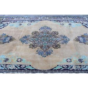 Alfombra Turca de 7x12.9 pies, Alfombra Azul con Estampado Animal, de Lana - Product Image 5