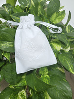Bolsita de algodón blanca con bordado personalizado, funda de almohada con diseño de flores blancas, de alta calidad