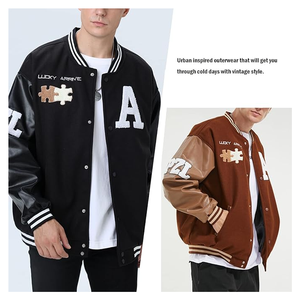 Chaqueta universitaria sostenible para hombre hecha a mano con materiales reciclados con un diseño clásico chaqueta universitaria de estilo urbano para hombre - Product Image 5