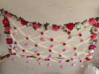 Chadar de Mariage Jasmine avec Bordure Florale Complète, Canopée Phoolon Ki Chaddar pour Mariage Indien/Punjabi/Pakistanais/Nikah