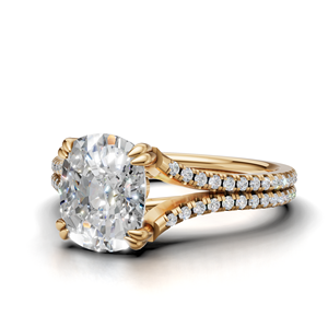 Bague de fiançailles en diamant de laboratoire certifié IGI, taille coussin, à double sangle, plaqué rhodium or 18 carats, pavé de diamants, cadeau - Product Image 2
