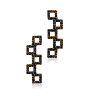Boucles d'oreilles géométriques en Zircon noir, pour femmes, bijoux, artisanaux, nouveau Design, vente en gros, collection - Product Image 4