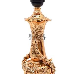 Elegante lámpara de mesa de latón dorado con pantalla de tela clásica hecha a mano adornado Vintage iluminación decorativa acento - Product Image 4