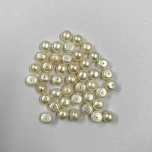 Vente chaude 8mm Véritable Perle Blanche Pierre Ronde Cabochon Demi Percé Pierres Précieuses En Vrac Perles De Culture Fabrication De Bijoux En Vrac En Gros - Product Image 2