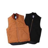 Veste sans manches courte matelassée d'hiver personnalisée, style cargo, streetwear, veste de travail, toile de canard épaisse pour hommes, tissée, lavée