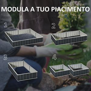 Outsunny, lit de fleurs surélevé, modulaire sans fond en acier galvanisé, 258x90x30 cm, gris foncé - Product Image 4