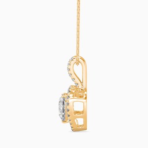 Collier pendentif solitaire en forme de cœur avec halo de diamants de laboratoire de 1 carat en or massif 14 carats, diamant certifié IGI, bijoux minimalistes - Product Image 4
