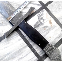 Couteau d'extérieur en acier Damas véritable de haute qualité, couteau multifonctionnel de survie, manche en cuir, personnalisable, collection d'épées OEM
