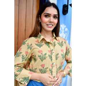 Camisa de Algodón Popelina Satinado de Manga 3/4 para Mujer, Estampado Floral de Flores del Desierto, Diseño Artesanal, Ropa Casual de Oficina para Primavera/Verano, Tallas XL a 4XL - Product Image 5