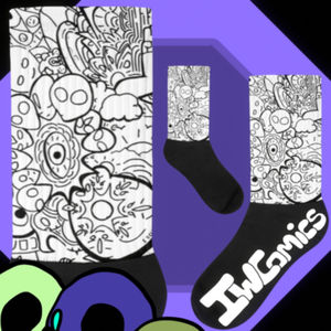 # Calzini Cartoon 11 Intergalactic Eye Portal, Traspiranti, a Compressione, Lavorati a Maglia, Lunghezza Media, con Stampa Carina, Taglia Unica, per Uso Quotidiano - Product Image 1