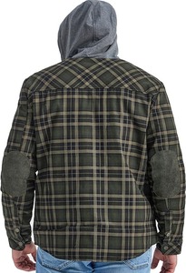 Quilted Winter Coat Long Sleeve Sherpa Fleece Lined Hooded <b>Flannel</b> Shirt <b>Jacket</b> <b>Men</b> Windproof Breathable Front Logo - Product Image 5