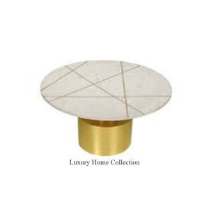 Admirable loo Table d'appoint simple cadre en acier inoxydable avec revêtement en poudre de couleur or et dessus de forme ronde en verre transparent - Product Image 2