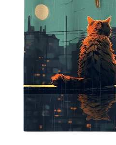 T-shirt personnalisé pour homme, imprimé graphique de chat vert, streetwear artistique, coton, manches courtes, décontracté, surdimensionné, scène nocturne urbaine, t-shirt tendance - Product Image 5