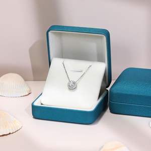 Halo Pendant Necklace 18K <b>White</b> <b>Gold</b> Plated Sterling Silver <b>Chain</b> Lab Created Diamond Necklace <b>for</b> <b>Women</b> Anniversary Valentines - Product Image 4