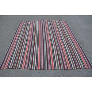 Turkish Large Rug 8.2x6.9 ft, Vintage Kilim <b>Red</b> Plants & trees <b>Wool</b> Rug - Product Image 1