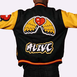 Premium quality personalized most popular design varsity jacket Custom made leather sleeve <b>wool</b> <b>fiber</b> letterman varsity jacket - Product Image 2
