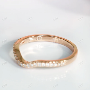 Taille ronde Moissanite diamant or rose demi-éternité incurvée alliance fantaisie et bague de fiançailles pour les femmes au prix de gros - Product Image 2