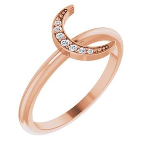 Stuller Gold-Plated 14K Rose Gold Crescent <b>Ring</b> Stackable Eternity Trendy Geometric Number Diamond Religious Claw Gift for Any - Product Image 1