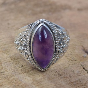 Anillo de piedras preciosas de amatista de Plata de Ley 925, joyería hecha a mano, anillo de estilo bohemio de plata, joyería para mujer, regalo de boda para esposa - Product Image 2