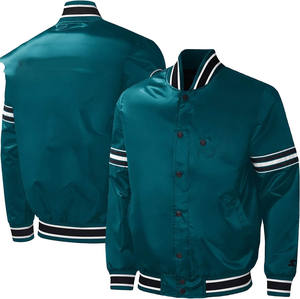2025 hommes léger Logo broderie Satin Varsity veste pleine pression Streetwear toile pour l'hiver - Product Image 1
