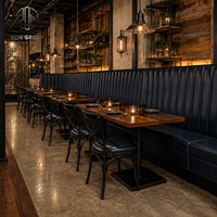 Table carrée en bois massif personnalisée Ron Group, chaise ergonomique en cuir à dossier haut, sièges de banquette commerciaux pour restaurant