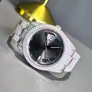 Totalmente helado VVS Moissanite diamante ajuste hecho a mano material de acero inoxidable relojes mecánicos para regalos de cumpleaños Unisex - Product Image 1